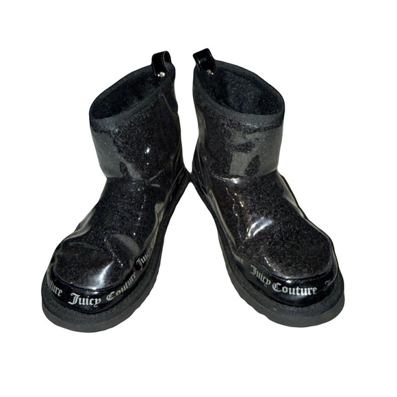 Juicy Couture Shoes - Juicy Couture Klash Bootie in Black and Clear Size 7 **Small Crack in Left Boot